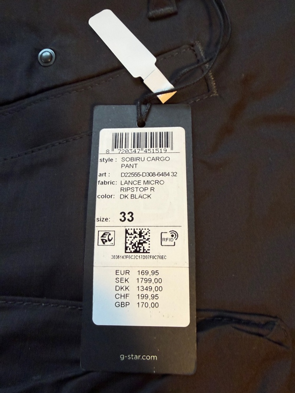 G-Star DK Black Sobiru Cargo Pants